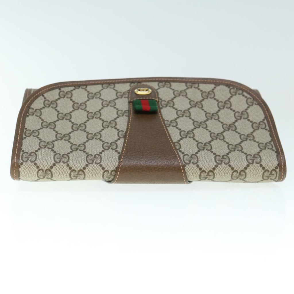 GUCCI GG Canvas Web Sherry Line Clutch Bag PVC Beige Red Green 59987