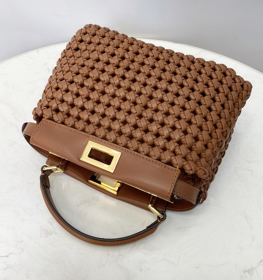 FI GlamI Mini Brown Braided Bag For Woman 18cm/7in