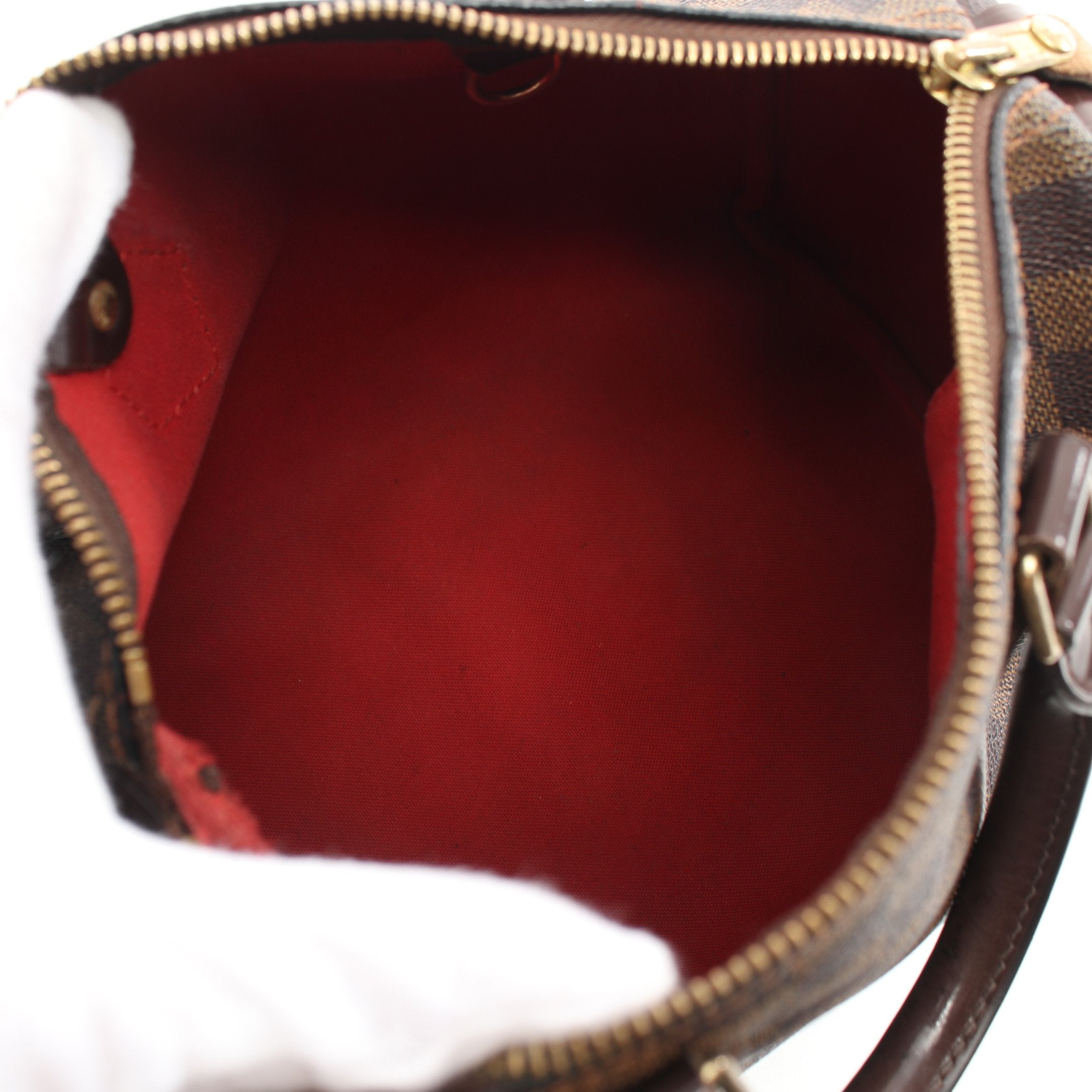 Speedy 25 Damier  Ebene Handbag PVC Leather Brown