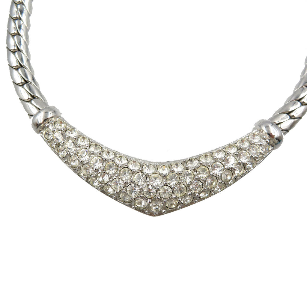 Christian Dior Necklace Metal, Rhinestone Silver