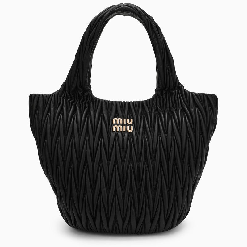 Miu Miu Miu Wander Shopping Bag Black MatelassÃƒÆ’Ã‚Â© Women