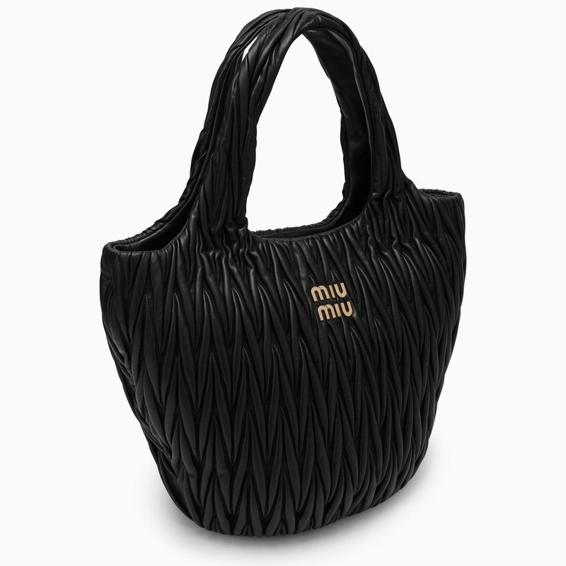 Miu Miu Miu Wander Shopping Bag Black MatelassÃƒÆ’Ã‚Â© Women