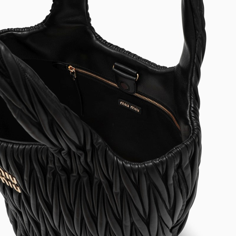 Miu Miu Miu Wander Shopping Bag Black MatelassÃƒÆ’Ã‚Â© Women