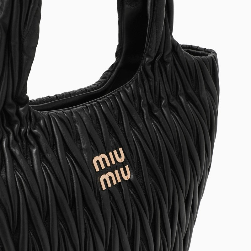 Miu Miu Miu Wander Shopping Bag Black MatelassÃƒÆ’Ã‚Â© Women