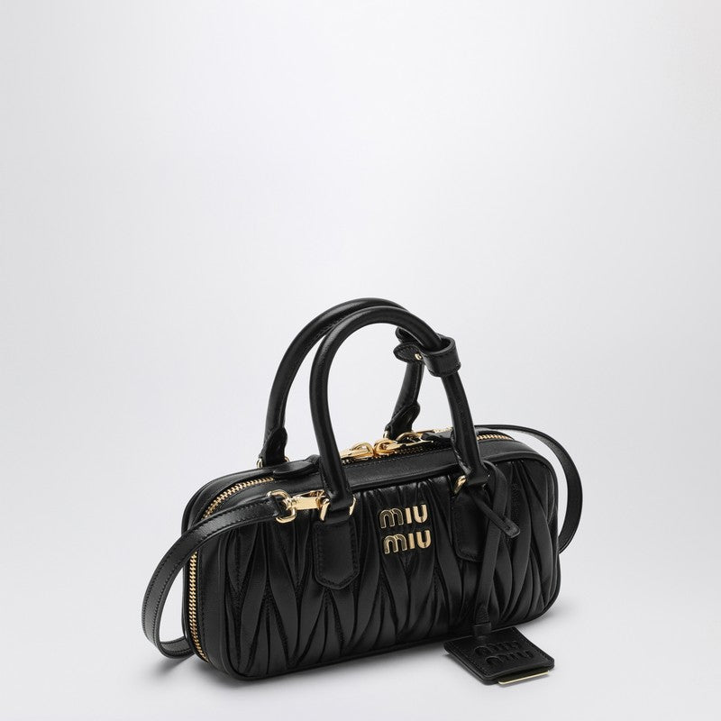 Miu Miu Black Quilted Nappa Leather Arcadie Xs Top Case Women