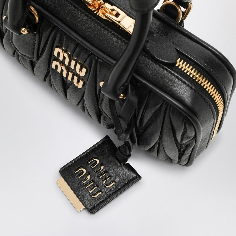 Miu Miu Black Quilted Nappa Leather Arcadie Xs Top Case Women