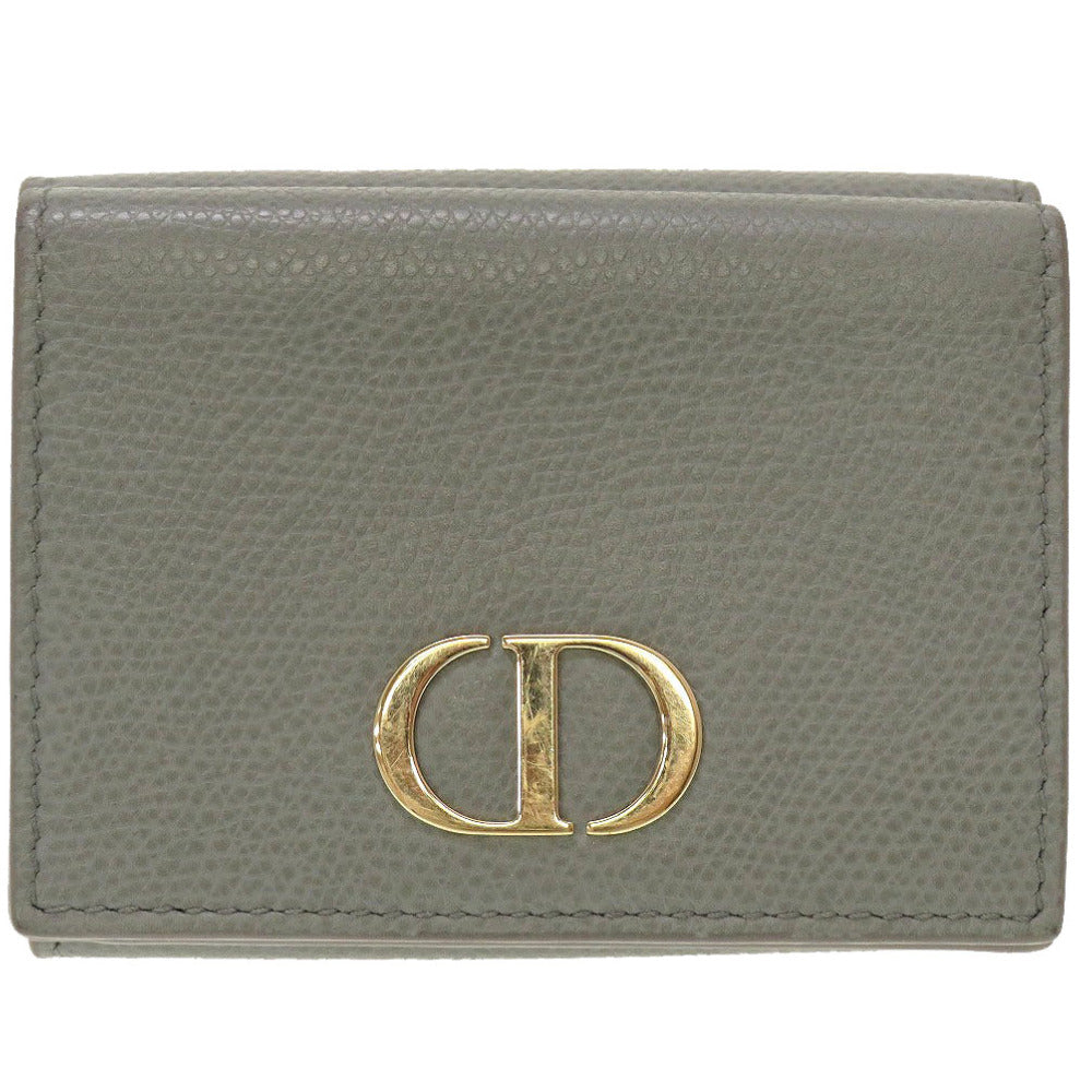 Christian Dior Tri-fold wallet leather gray Compact wallet Women Used