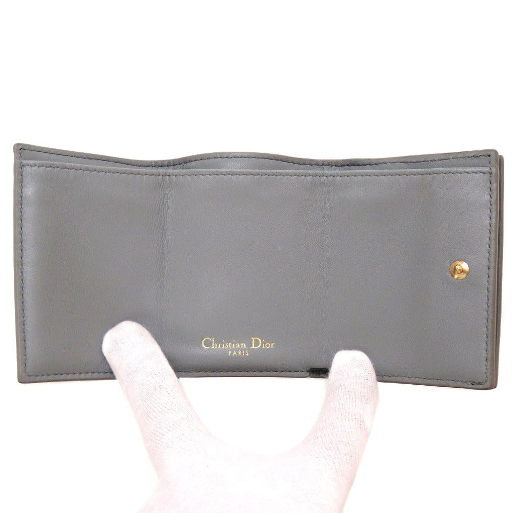 Christian Dior Tri-fold wallet leather gray Compact wallet Women Used