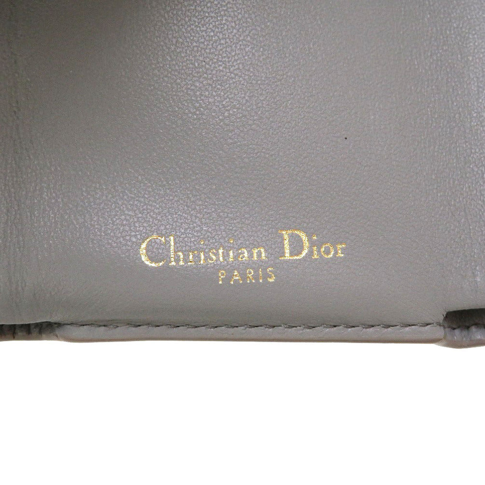 Christian Dior Tri-fold wallet leather gray Compact wallet Women Used