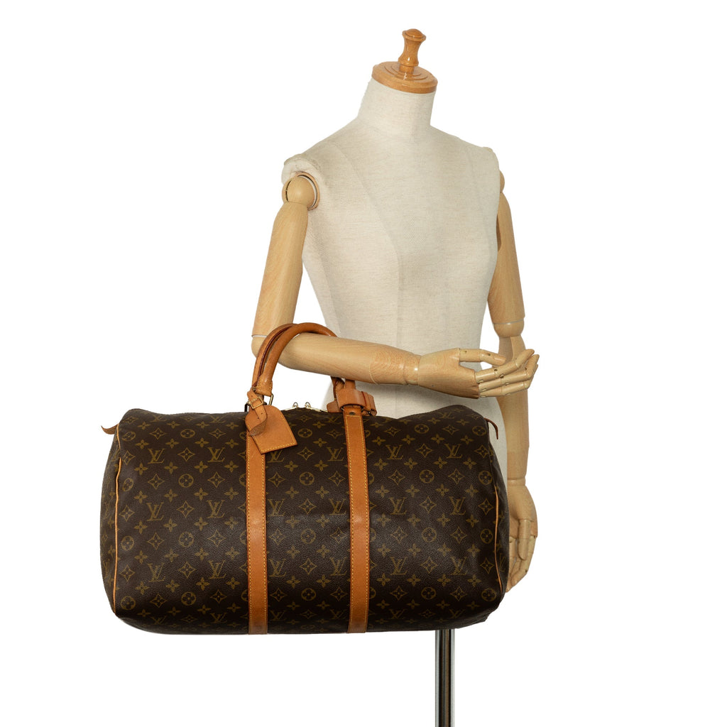 Brown Louis Vuitton Monogram Keepall 50 Travel Bag