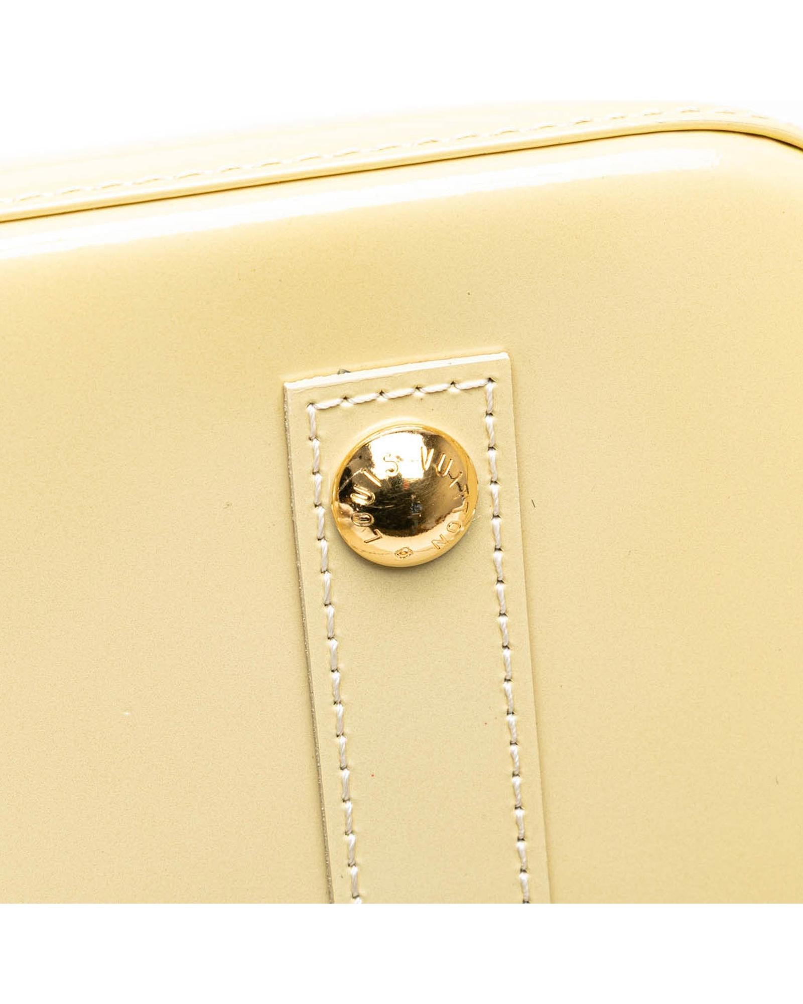 Monogram Vernis Alma PM Handbag with Rolled Handles and Interior Slip Pockets