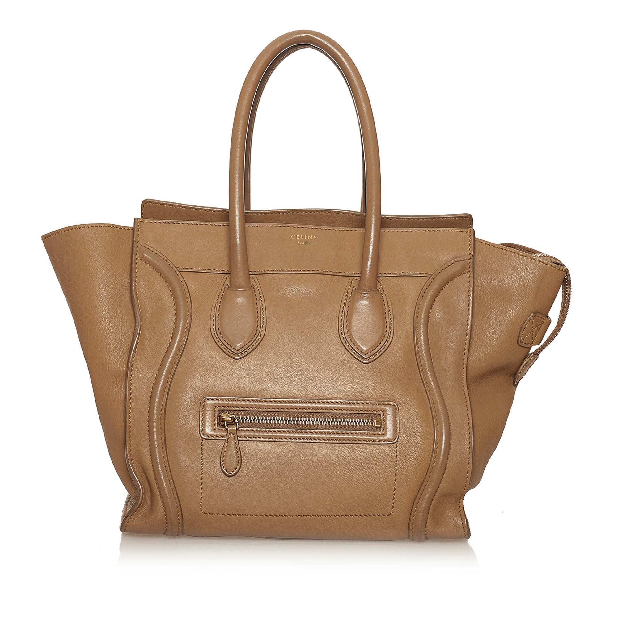 Tan Celine Micro Luggage Tote Leather Handbag