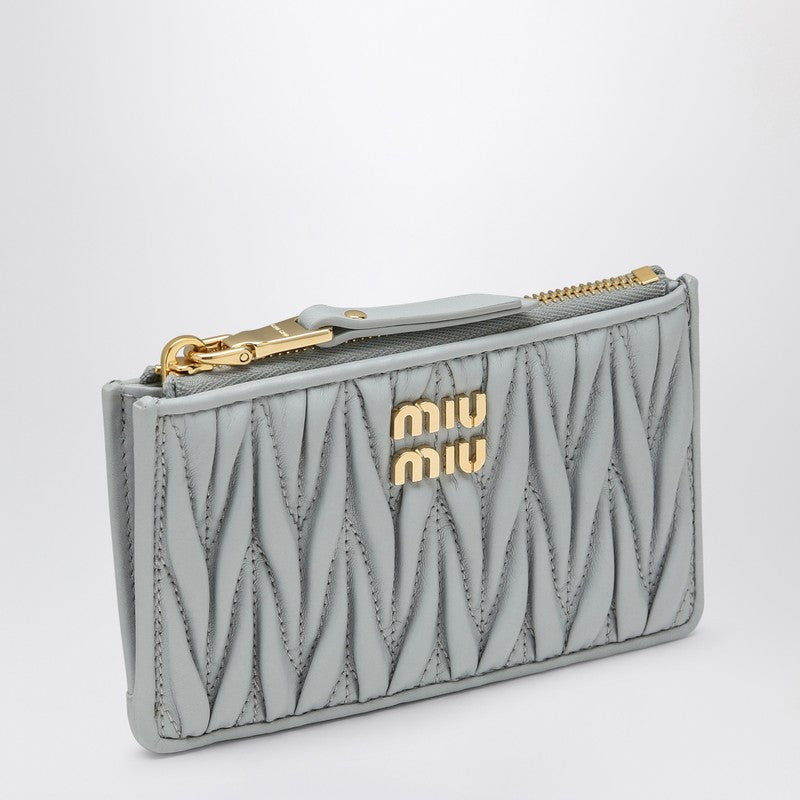 Miu Miu Pearl-Coloured MatelassÃƒÆ’Ã‚Â© Zip Cardholder Women