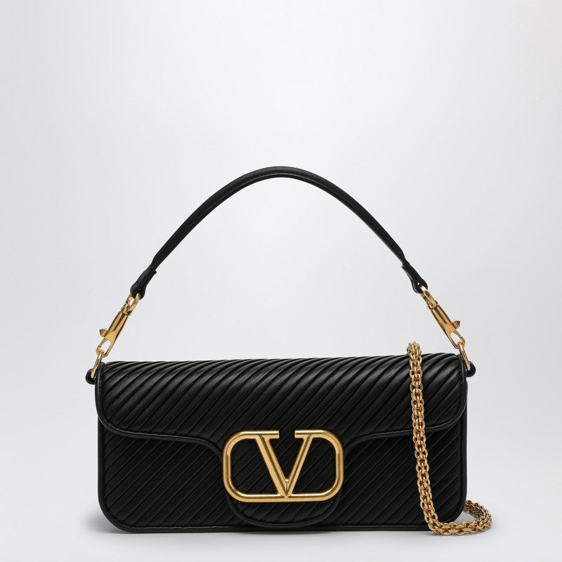 Valentino Garavani Black LocÃƒÆ’Ã‚Â² Shoulder Bag In Pleated Nappa Leather Women