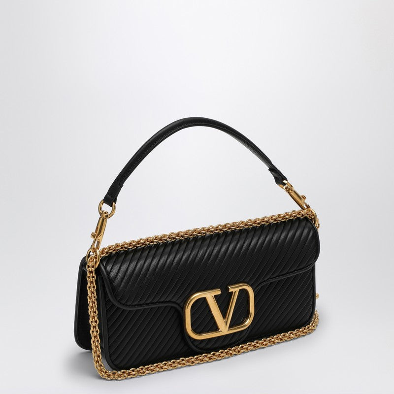 Valentino Garavani Black LocÃƒÆ’Ã‚Â² Shoulder Bag In Pleated Nappa Leather Women