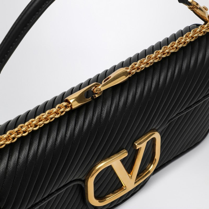 Valentino Garavani Black LocÃƒÆ’Ã‚Â² Shoulder Bag In Pleated Nappa Leather Women