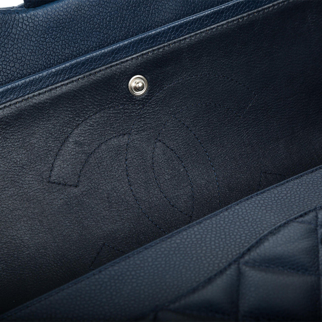 Jumbo Navy Classic Flap Bag