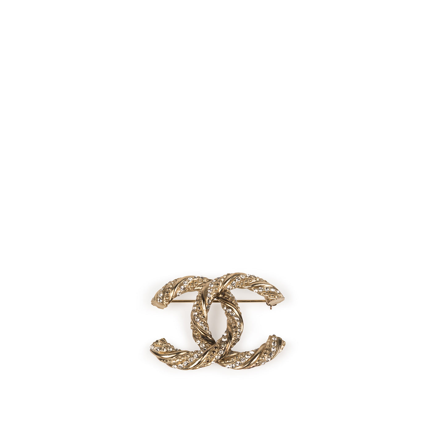 Crystal Twisted Rope CC Brooch