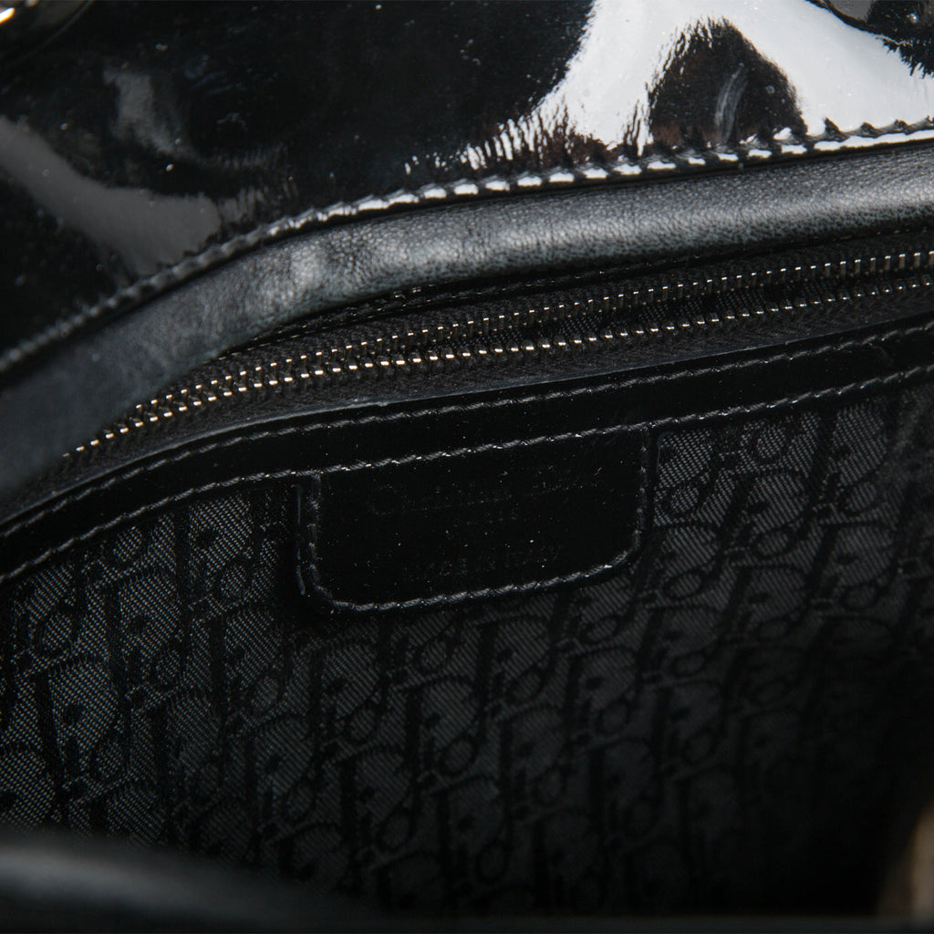 Lady Dior Black Patent Leather Large