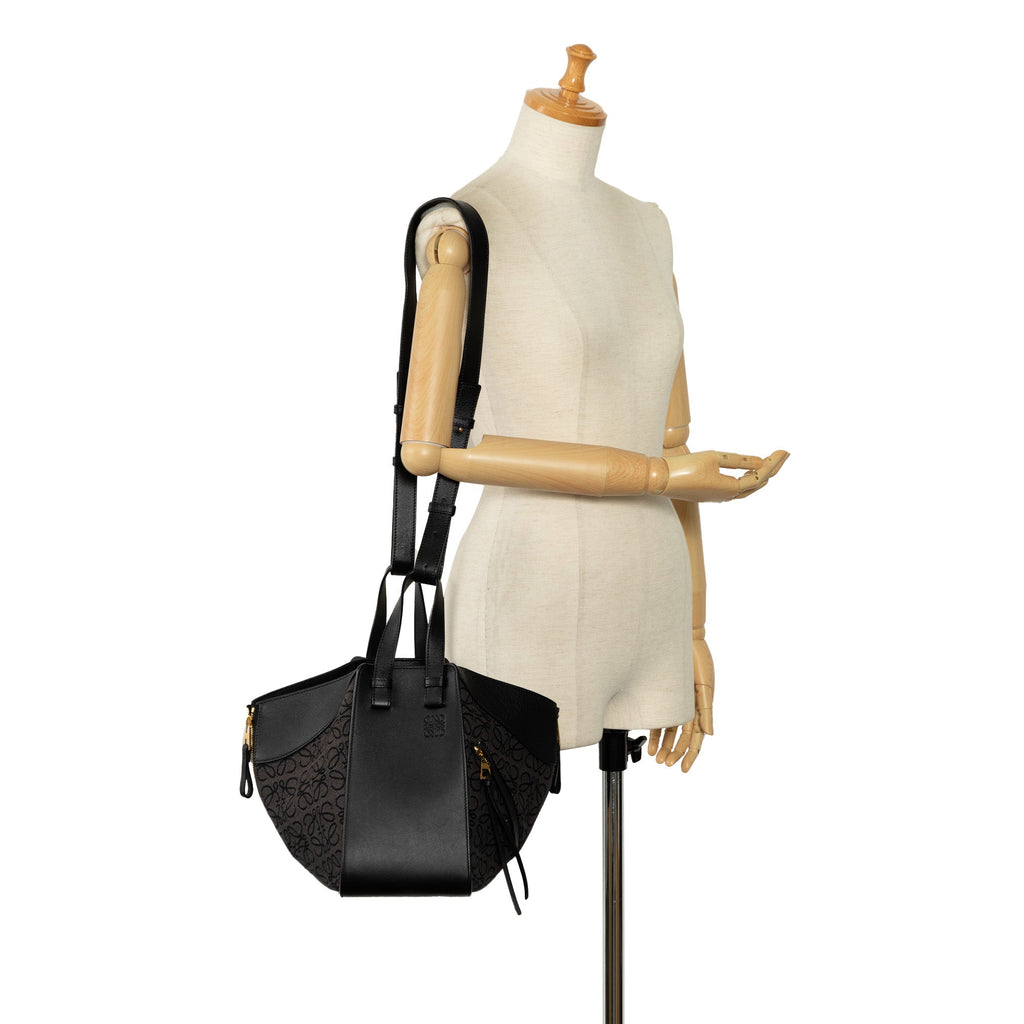 Loewe Anagram Hammock Bag Small Brown Canvas