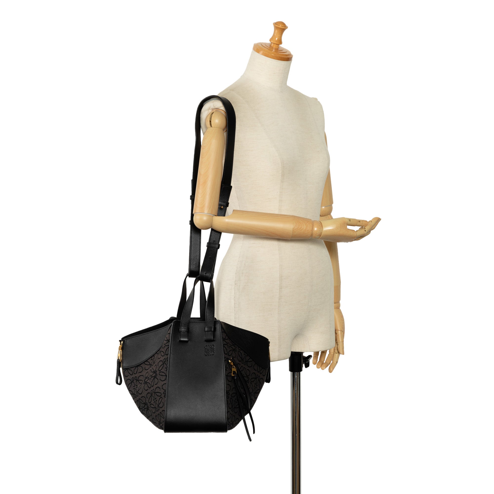 Loewe Anagram Hammock Bag Small Brown Canvas