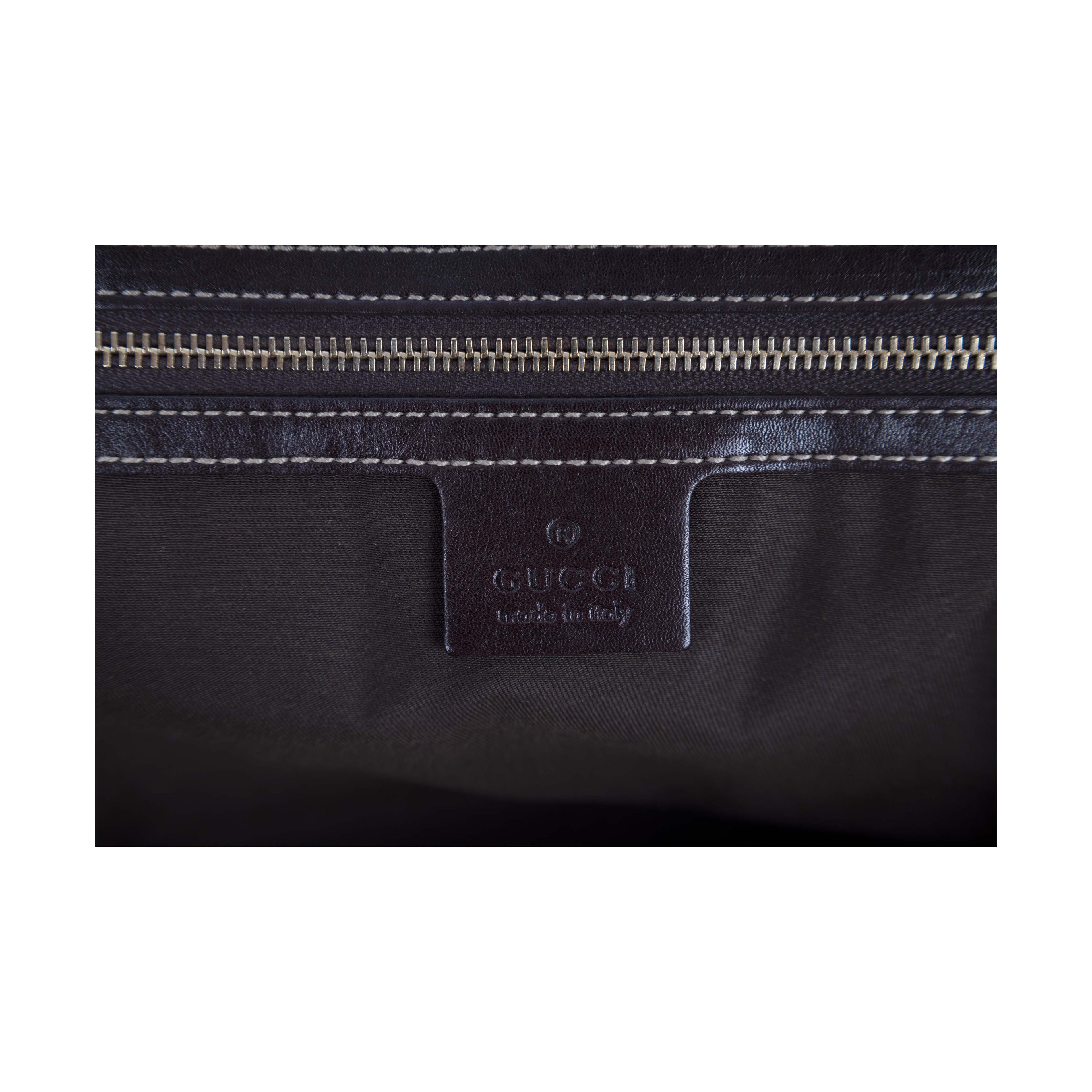 Gucci Dark Brown Leather GG Britt Boston Bag - '10s