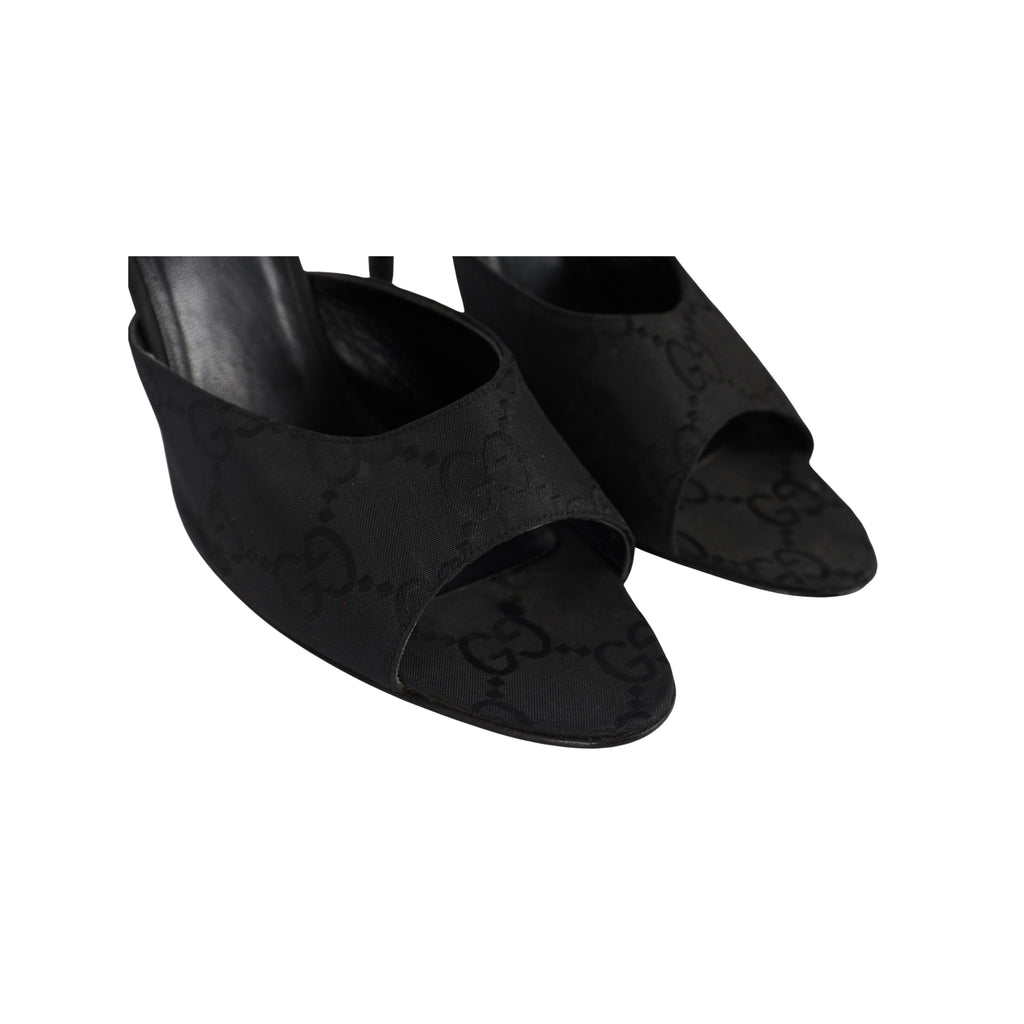 Gucci Monogram Canvas Heel Sandals - '00s