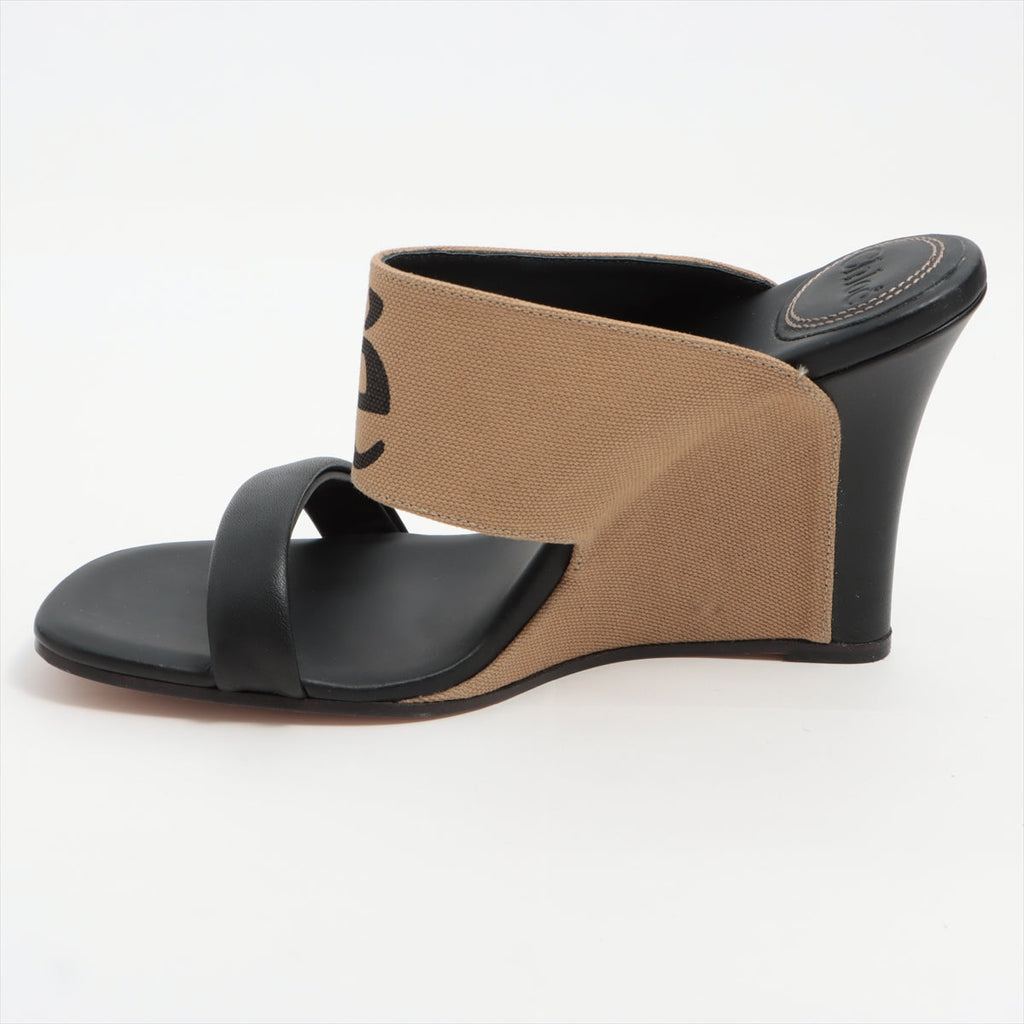 Chloe Verena Canvas  Leather Wedge Sandal