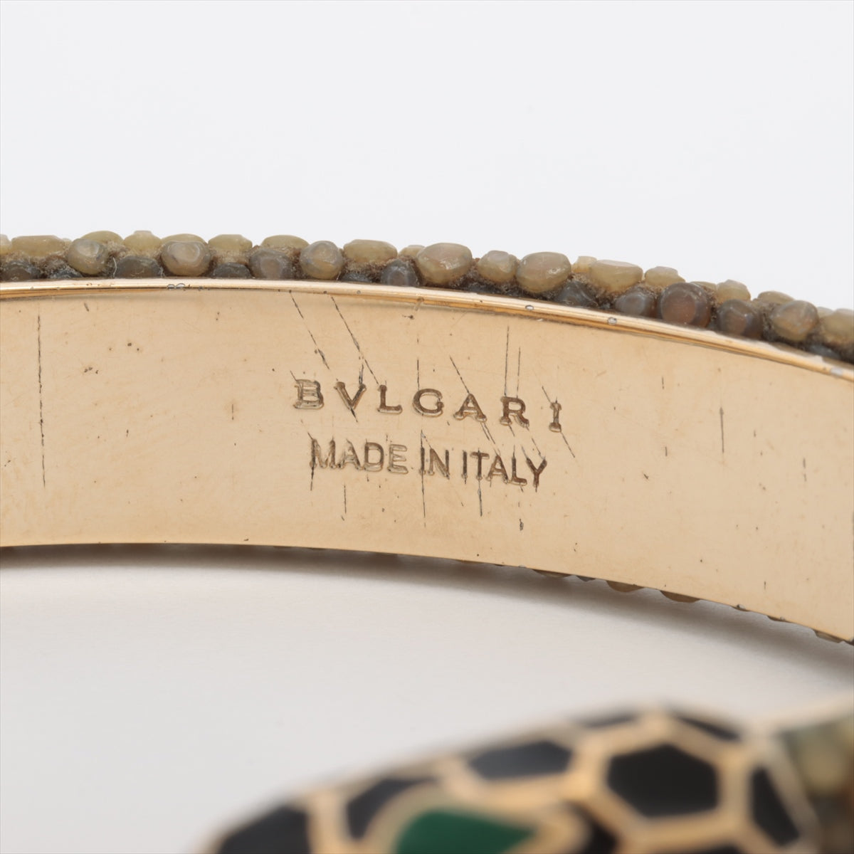 Bvlgari Serpenti Forever Enamel & Galuchat Leather Open Cuff Bracelet