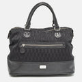 Dior Black Monogram Canvas And Leather Front Pocket Tote