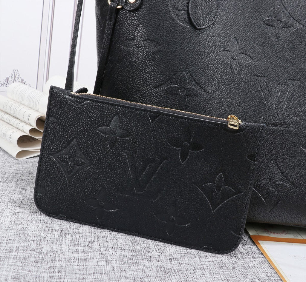 Louis Vuitton Neverfull MM Tote Bag Monogram Empreinte Black For Women Handbags, Shoulder Bags 12.2in/31cm LV M45685