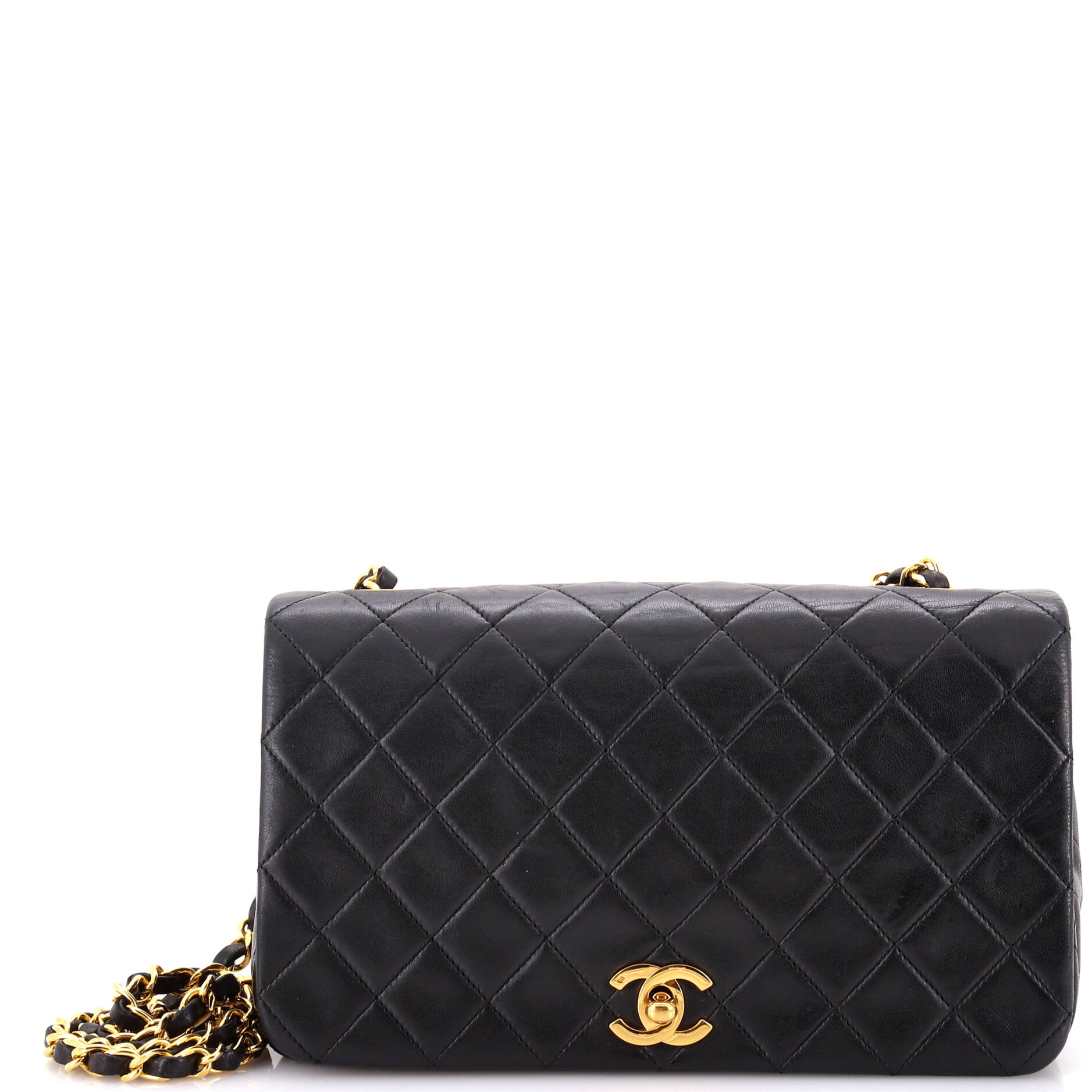 CHANEL Vintage Full Flap Bag Quilted Lambskin Medium