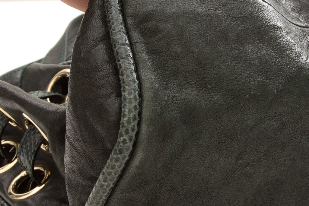 Jimmy Choo Green Watersnake Leather Shoulder Bag