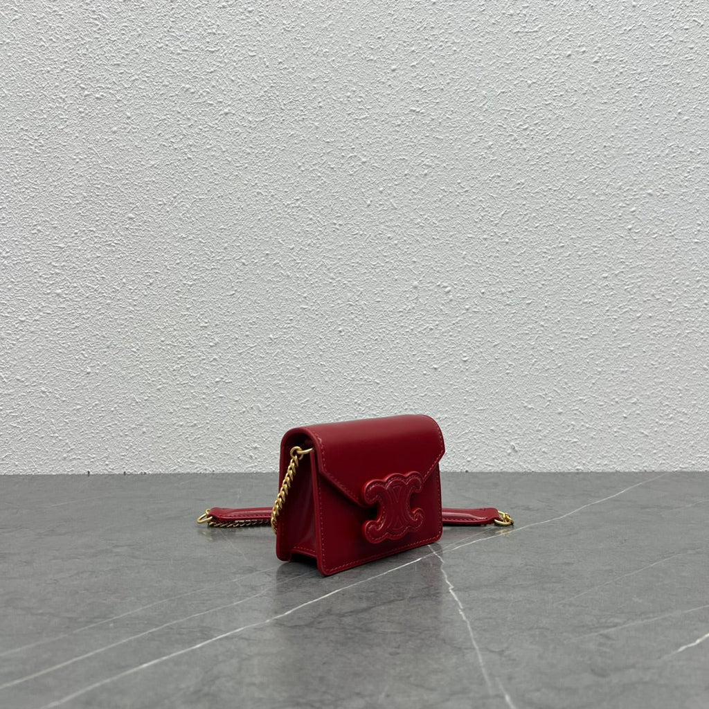 GLAMI Card Holder On Chain Triomphe Red For Women 4in/11cm 10J743DPV.27VD