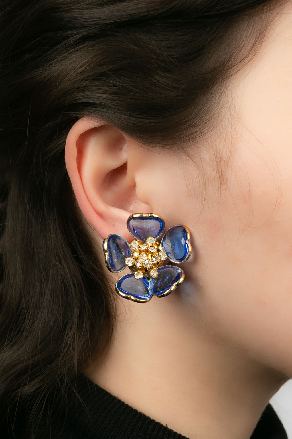 Boucles d'oreilles en pÃƒÆ’Ã‚Â¢te de verre Gripoix