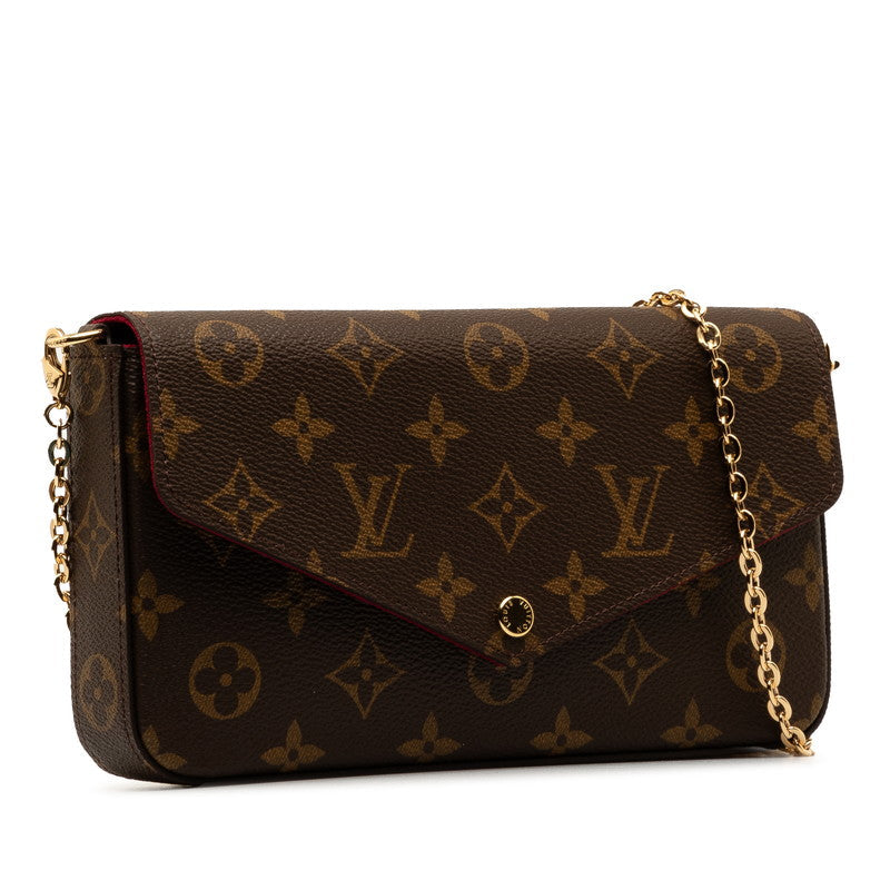 Louis Vuitton Monogram Pochette Felice Chain Shoulder Bag M81896 Brown Fuschia PVC Leather  Louis Vuitton