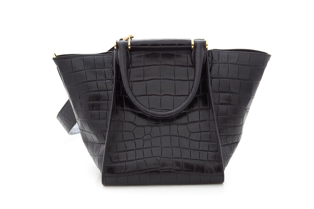 Max Mara Black Croc Embossed Handbag