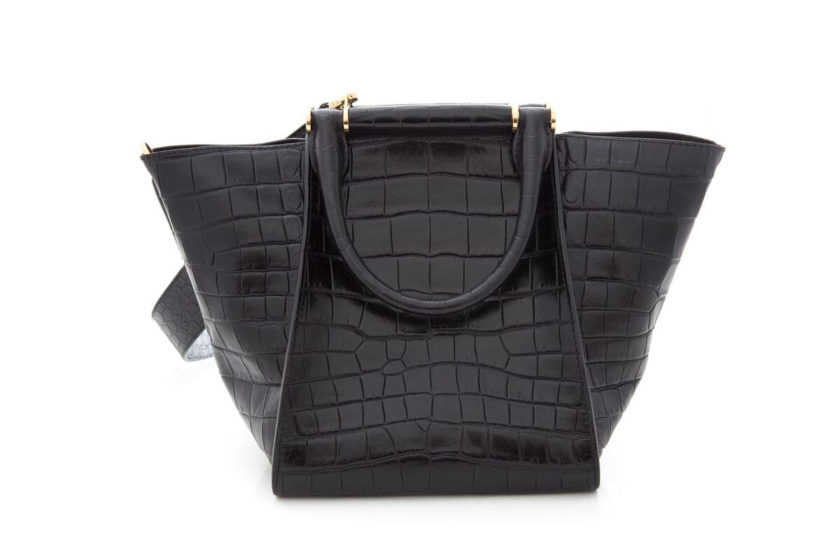 Max Mara Black Croc Embossed Handbag