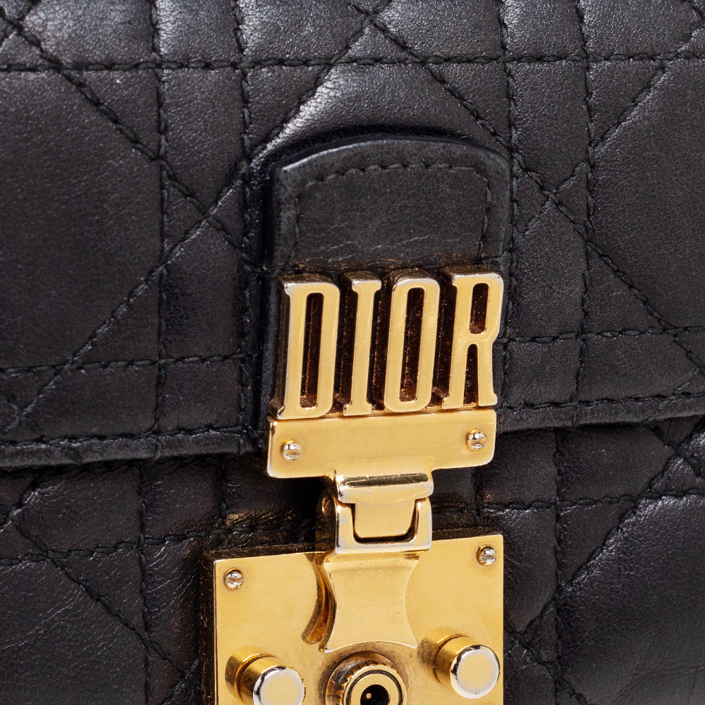 Dior Black Cannage Leather Addict Compact Wallet..