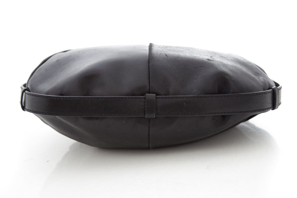 YSL Vintage Black Leather Hobo Handbag