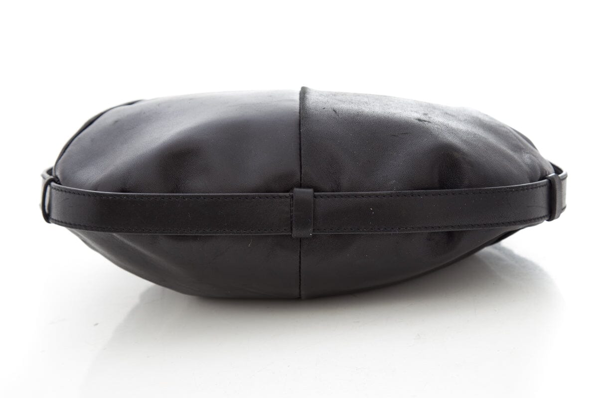 YSL Vintage Black Leather Hobo Handbag
