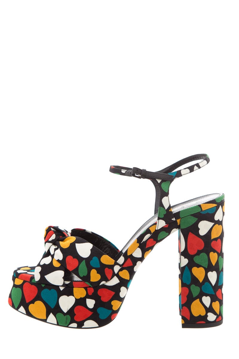 Saint Laurent Multi Heart Print  Platform Heels SZ 41