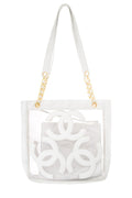Chanel Vintage White PVC Panel Triple CC Shoulder Tote
