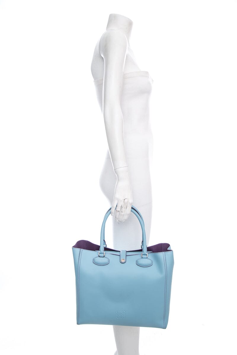 Loewe Blue Leather Tote Handbag