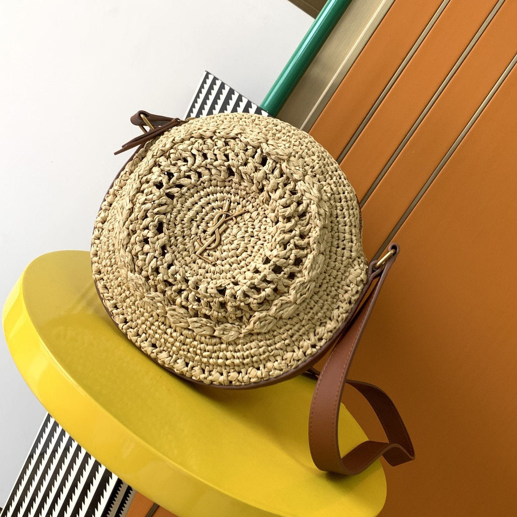 GLAMI Sac Rond Bag In Raffia For Women 8.3in/21cm YSL Brown 685601GAAAA2080