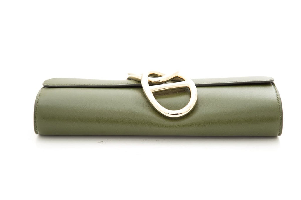 HermÃƒÆ’Ã‚Â¨s 2013 Q EGEE Dark Green Box Calf Clutch