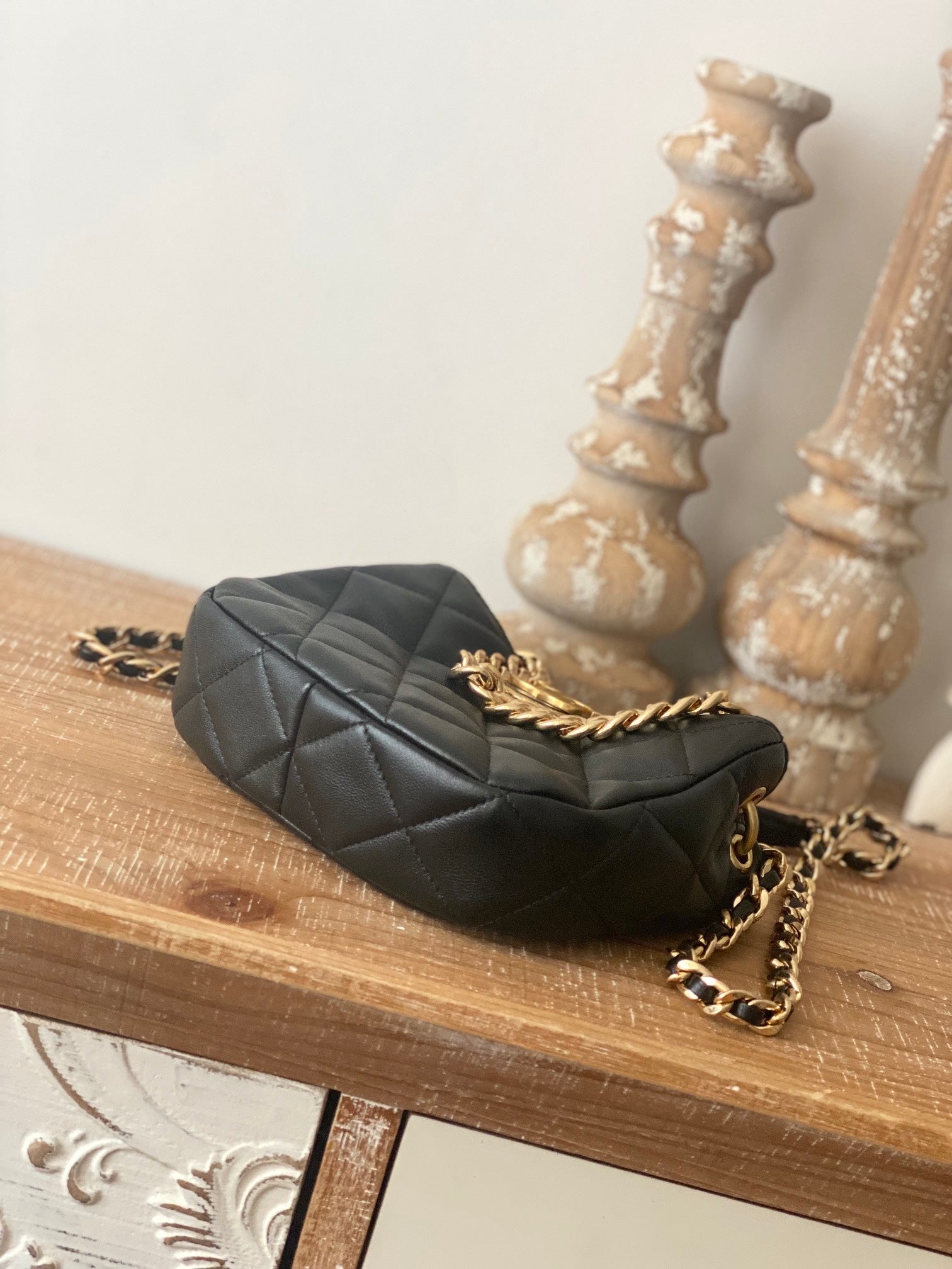 CHLSmall Hobo Bag Gold Hardware Black For Women, Women’s Handbags, Shoulder Bags 7.5in/19cm
