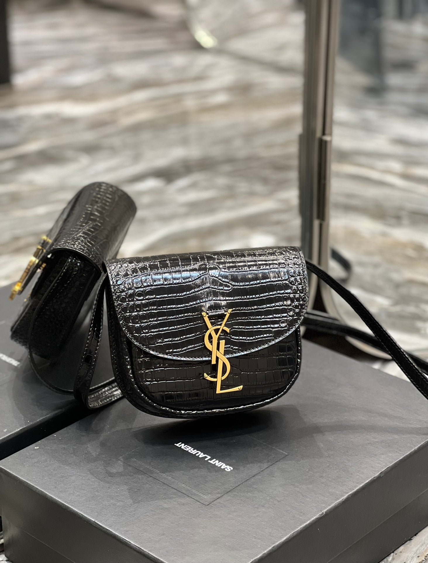 YSSL Kaia Small Satchel Black For Women, Women’s Bags 7in/18cm YSL‎ 619740DND0W1000