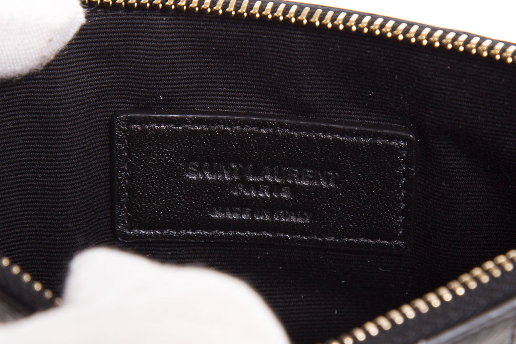 Saint Laurent Black Pouch with Gold Chain