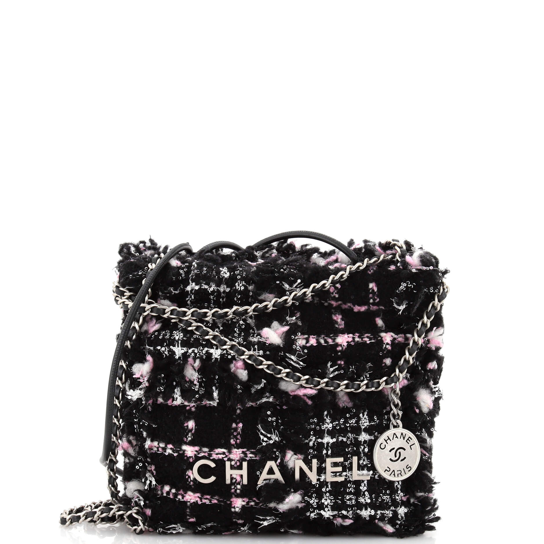 CHANEL 22 Chain Hobo Quilted Tweed Mini